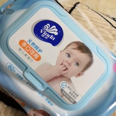 维达（Vinda） 湿巾 婴儿手口可用 80片*3包（加送4包婴儿用纸面巾）（整箱销售）晒单图