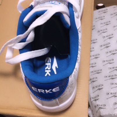 鸿星尔克ERKE运动鞋子男款板鞋休闲滑板鞋耐磨轻便男鞋B 正白/彩蓝 42码晒单图