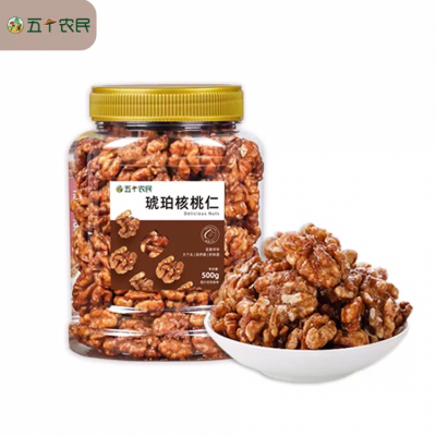 五个农民琥珀核桃仁蜂蜜味500g罐装无壳即食坚果休闲零食晒单图
