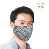 绿盾 抗菌防颗粒物 舒适保温型口罩 蓝灰格L 纸盒装