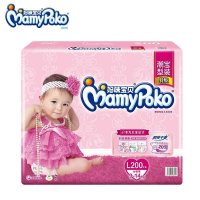妈咪宝贝瞬吸干爽纸尿裤女宝宝大号L200片【适合9-14kg】