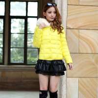 NITOTIC2013冬款大码女装短款带帽纯色加厚羽绒棉袄M6622 黄色 XL