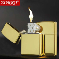 zorro加厚铜壳煤油打火机防风 送礼收藏定制烟具礼品 金冰镜面光板