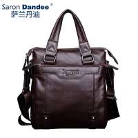 萨兰丹迪SaronDandee 商务单肩斜跨竖款男士手提包SD050-2棕色 棕色
