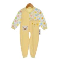 童泰秋装新品宝宝衣服纯棉对开内衣 婴儿长袖连体衣开档爬服哈衣J30323 黄色 66cm