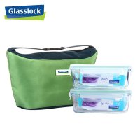 三光云彩(GLASSLOCK)钢化耐热玻璃保鲜盒 饭盒695ml*2韩国进口加厚耐摔饭盒长方形透明便当盒 -A
