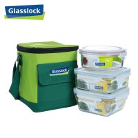 三光云彩(GLASSLOCK)耐热钢化玻璃保鲜盒3件套装GL30 饭盒可微波炉加热男女上班族带饭密封防漏盒便当碗套装 GL30（密封圈颜色随机发货）