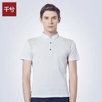 千兮polo衫男短袖英伦 翻领短袖T恤 男士夏季T恤修身 100%丝光棉 白色 M