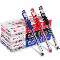 Deli 得力6600 经典办公中性笔/水笔/签字笔 黑色 0.5mm 12只装 红色
