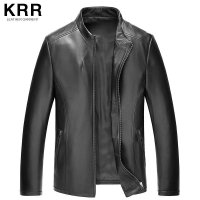 KRR B024-1海宁真皮皮衣立领拉链机车外套 黑色 XL