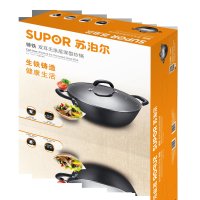 苏泊尔炒锅34cm铁锅双耳深型铸铁锅无涂层生铁炒菜锅炖菜锅 燃气煤气明火电磁炉通用 34cm炒锅