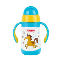 努比(Nuby)280ml不锈钢真空弹跳保温吸管杯10223（颜色图案随机）