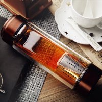 [苏宁易购超市]哈尔斯风尚泡茶玻璃杯LBL-350-51黑色 红色