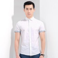 阿仕顿 男士夏装浅色棉质短袖衬衫 AW15217384 蓝色 L