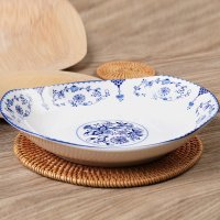 YunTang韵唐陶瓷盘子饭盘瓷盘汤盘深盘菜盘子陶瓷餐具心愿9英寸船型盘2只釉中彩 心愿