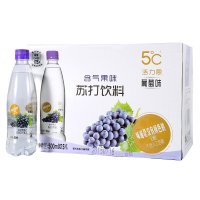 5°C活力恩 含气苏打水饮料PET 葡萄味 500ml*15瓶 整箱