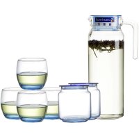 乐美雅(Luminarc)水壶水杯套装鹿特丹水具套装7件套(冰蓝)J0335果汁杯壶 冰蓝