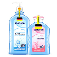 哈罗闪（sanosan）婴儿洗护用品套装(二合一洗发沐浴露500ml+润肤乳200ml ）