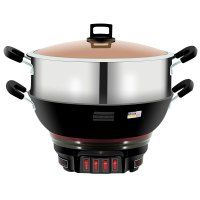 半球(Peskoe)JF-32 电热锅 5L/升 32CM 加厚铸铁 电蒸锅 电炒锅 多功能 2100W大功率 带保温档