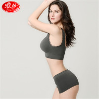 浪莎文胸女士夏季U型大背心式性感文胸无钢圈聚拢内搭打底运动胸罩内衣单件1件 单件W001/墨绿1件 均码/建议胸围85-95CM
