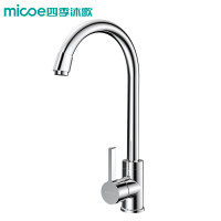 四季沐歌[MICOE]厨房冷热水龙头 精铜可旋转陶瓷片阀芯厨房龙头 水槽厨房单把单孔洗菜盆五金龙头 M-C100F不锈钢厨房龙头（单冷）