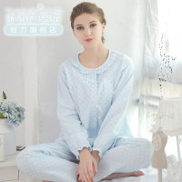 添香月子服加厚纯棉绒布孕妇睡衣产妇哺乳睡衣孕妇家居服套装 20122C 浅蓝 L