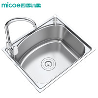 四季沐歌 厨房水槽 304不锈钢水槽单槽 加厚洗菜盆 M-B1001(51)-A