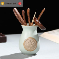 艺宏堂 哥窑汝窑开片可养瓷器陶瓷 白虎汝窑茶道六君子