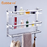 卡贝 cobbe毛巾架太空铝浴巾架双层浴室置物架卫生间壁挂卫浴五金挂件 双层置物架72580L