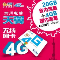 【上网卡】四川电信乐山3G/4G通用年卡（24GB流量）流量低至1分钱，跨月不清零