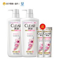 清扬(CLEAR)洗发水 樱花沁爽型去屑洗发露 750ml*2+100g*2