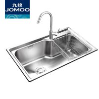 jomoo九牧水槽洗菜盆加厚单槽套餐厨房304不锈钢拉丝洗碗池水池淘菜盆02117 单槽06124配龙头33080