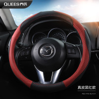 QUEES/乔氏 幻风真皮手缝系列方向盘套黑红款 红色