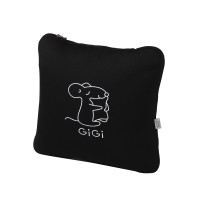 吉吉(GiGi)汽车内饰抱枕被四季可用舒适透气缓解疲劳G-1070抱枕被 简约黑 黑色