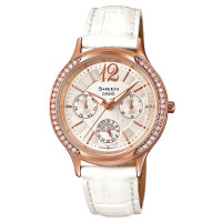 卡西欧(CASIO)手表 SHEEN璀璨正装系列时尚休闲指针女表SHE-3030GL-7A 玫瑰金