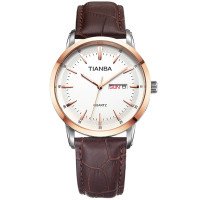 天霸(TIANBA)手表 商务休闲皮带款双历男士手表 时尚情侣手表 石英表 男TM7019.02PC 白色 白色