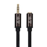 晶华 音频线3.5mm公对母通用耳机延长线音频加长线转接头手机电脑音响加长连接线aux插头 1.5米黑色 A130E 1.5米