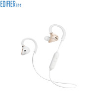 Edifier/漫步者W296BT入耳式耳塞挂耳跑步运动双耳无线蓝牙耳机 淡金白