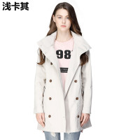 TFO 明星张俪同款 全防水科技 中长款风衣外套 单层女款冲锋衣 浅卡其 L