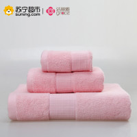 洁丽雅家纺纯棉加厚素色强吸水家庭套装系列 2毛巾1浴巾140*70cm 690g 红色 浴巾140*70cm/毛巾76*35cm