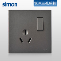 西蒙(simon)86型插座16A一开单控空调电源家用墙壁带开关三孔插座E6面板721682-61 E6系列荧光灰 一开三孔插座