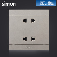 西蒙(simon)开关插座i3四孔插座面板二位两极电源墙壁插座家用香槟金311072-44 i3香槟金 四孔插座