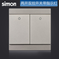 西蒙二位双控开关插座面板i3香槟金色86型二开双联开关电源墙壁面板311022Y-44 i3系列香槟金 二开双控