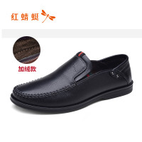 红蜻蜓春款上新潮流时尚真皮男鞋WTA58501/02/03 黑色【加绒】 43码