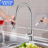 箭牌(arrow) 抽拉厨房水龙头 洗菜盆冷热水龙头可旋转抽拉水槽龙头 抽拉厨房龙头 ARROW孔厨用抽拉龙头AE4551（预计9.25后发货）