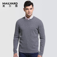 美尔雅（MAILYARD）男式毛衣 纯羊毛商务休闲男士套头圆领毛衫 140 52码 灰色