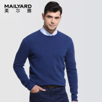 美尔雅（MAILYARD）男式毛衣 纯羊毛商务休闲男士套头圆领毛衫 142 54码 蓝色