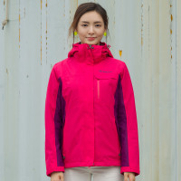 探路者(TOREAD) 冲锋衣三合一女款外套防水抓绒两件套TAWE92604 蔷薇红 M