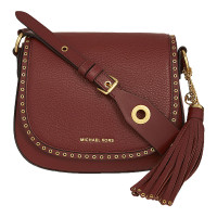 [直营]迈克·科尔斯(MICHAEL KORS) 女士Brooklyn中号真皮荔枝纹铆钉镶边包盖式单肩斜挎包 枣红色金色五金