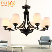 FSL佛山照明 客厅灯餐厅卧室铁艺吊灯美式乡村复古欧式现代灯具 美式铁艺灯FKD72009/8